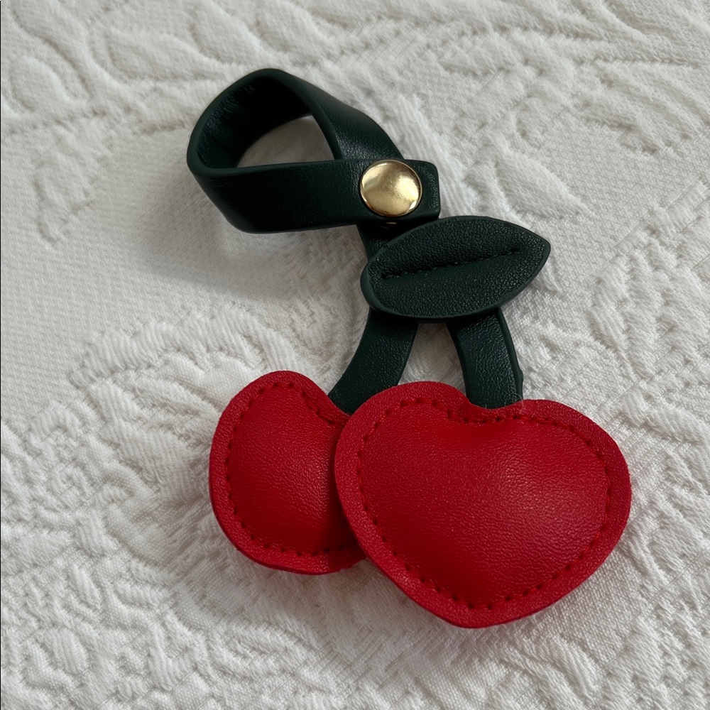 Cherry Heart Keychain or bag charm
